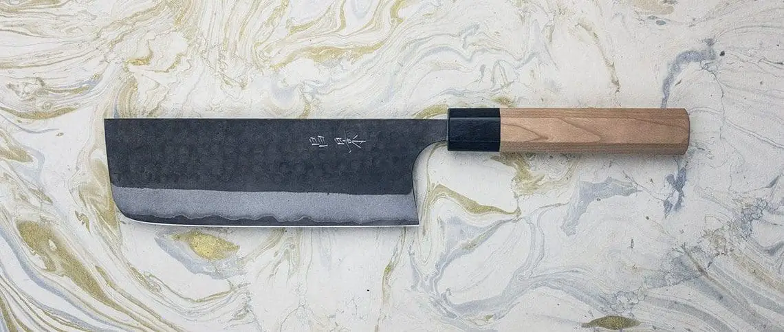 Nakiri vegetable knife with traditional Japanese handle