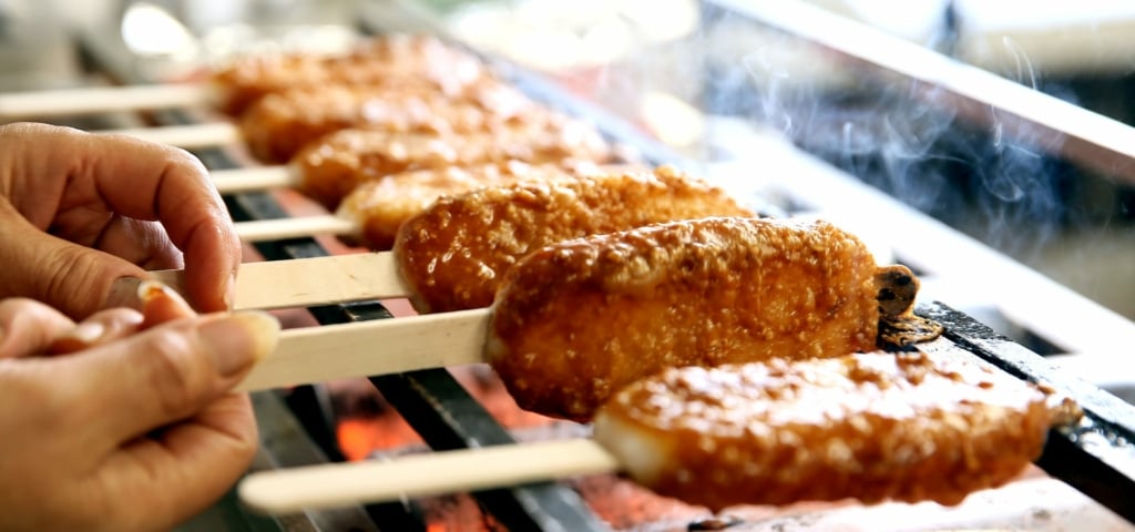 gohei mochi - skewered rice cakes