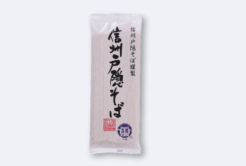 Dried shinshu soba noodles with certified trademark label